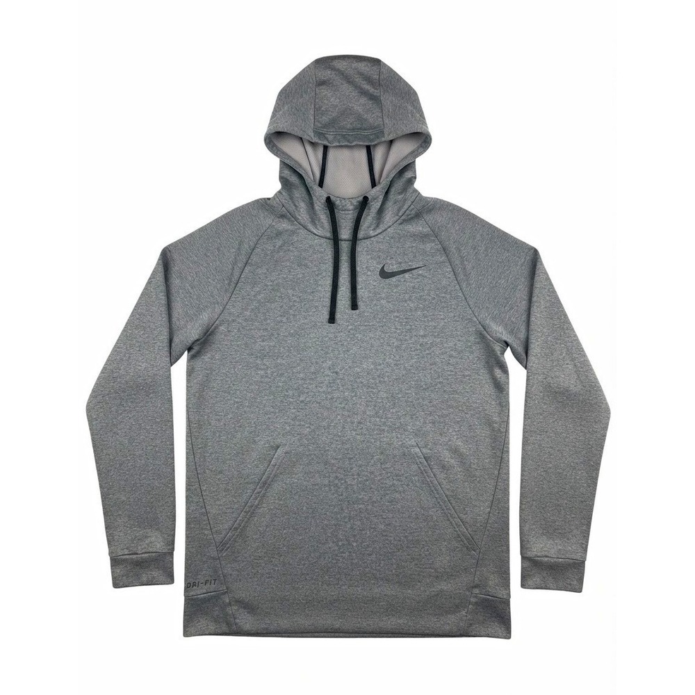 Nike Dri-FIT Hoodie Mens S Gray Pullover Fleece Polyester Pockets 932022-071